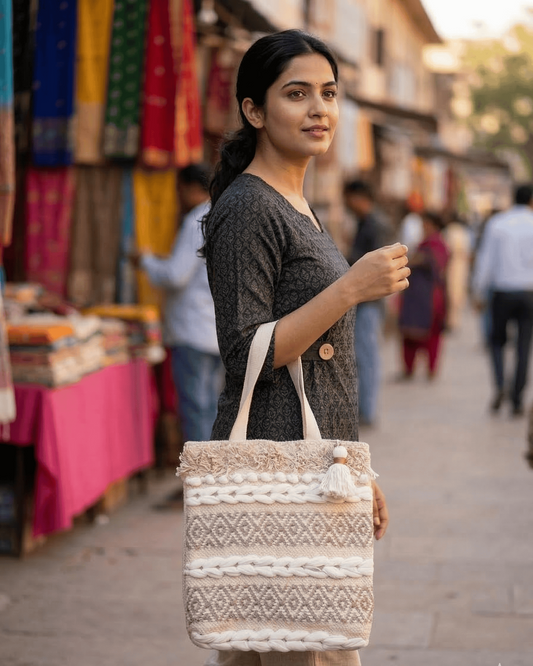 Pebble Weave Handloom Tote