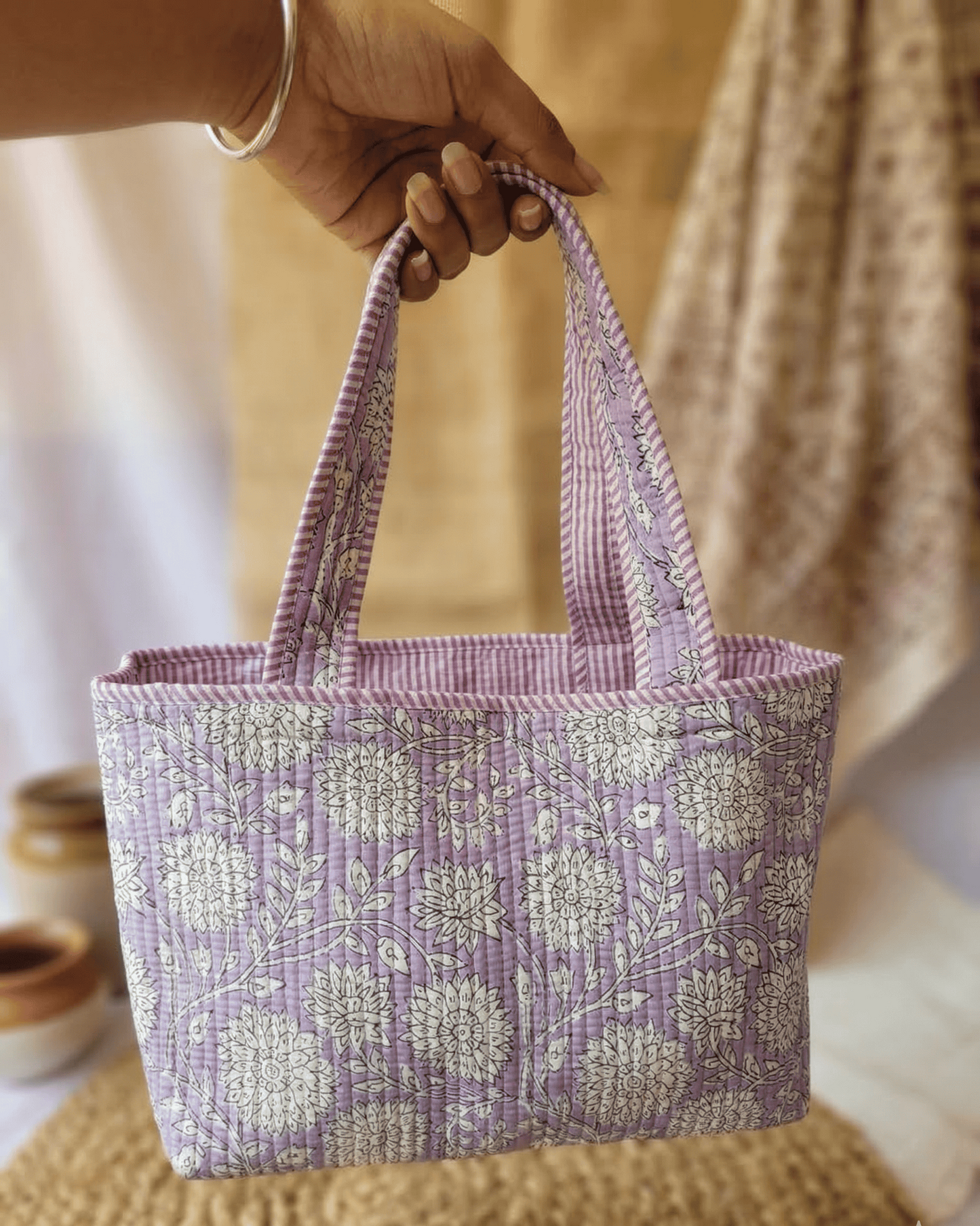 Lavender Bloom Quilted Tote