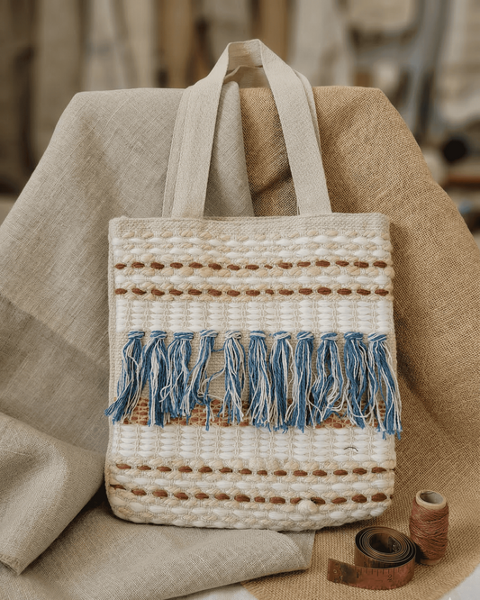 Azure Fringe Handloom Tote