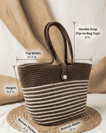 Cocoa Stripe Jute Rope Tote