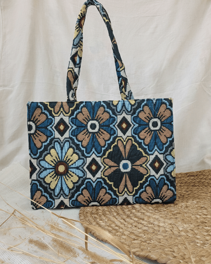 Midnight Bloom Jacquard Tote