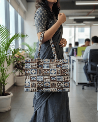 Earthy Geo Jacquard Tote