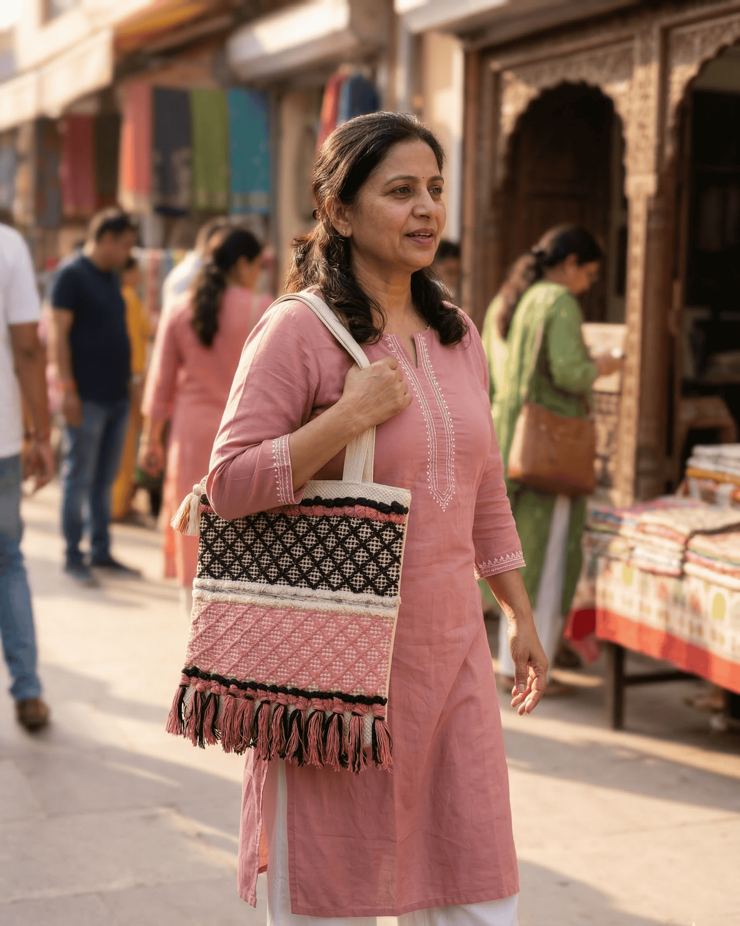 Rose Geo Handloom Tote