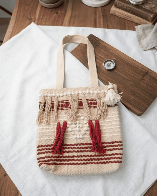 Rust Fringe Handloom Tote