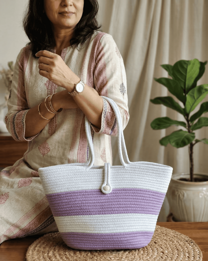 Lavender Jute Rope Tote