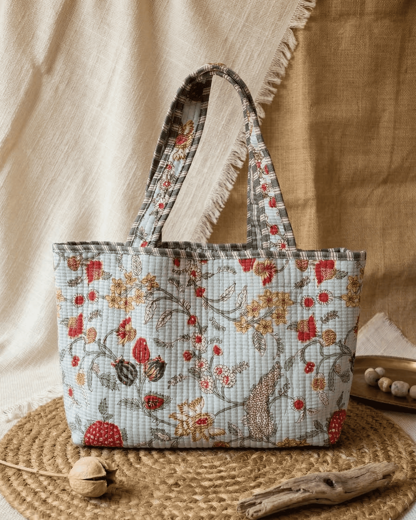 Pastel Floral Quilted Tote