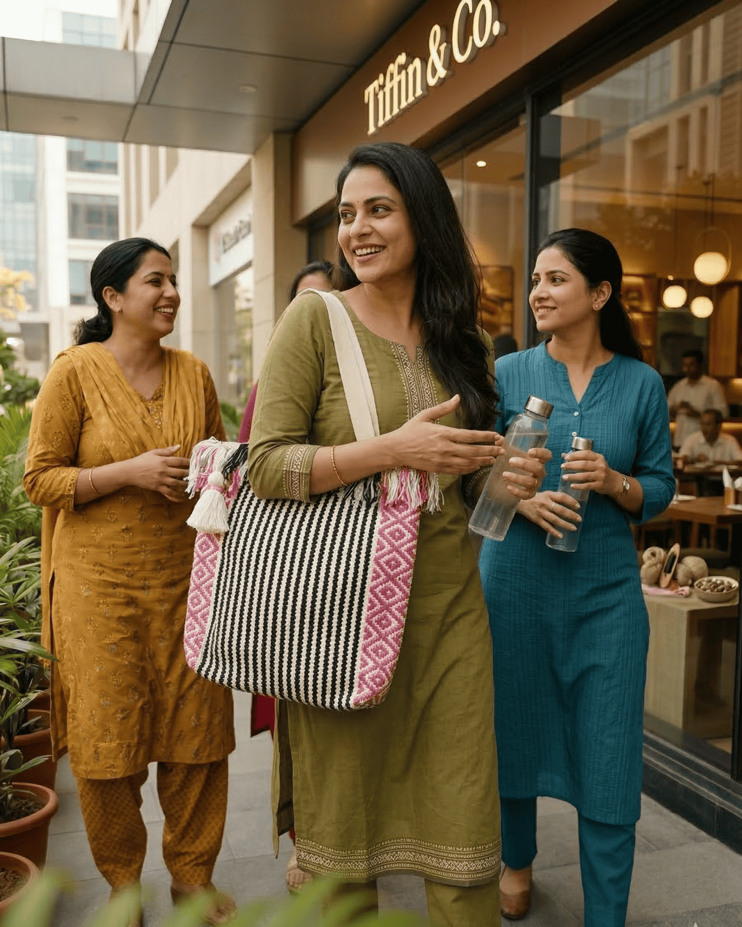 Monochrome Pink Handloom Tote