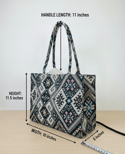 Midnight Heritage Jacquard Tote