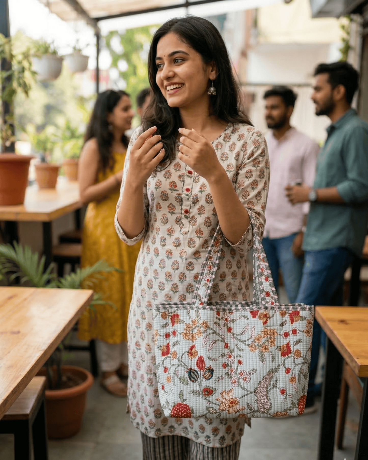 Pastel Floral Quilted Tote