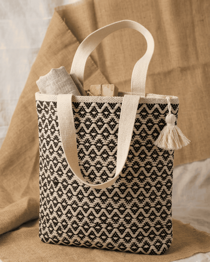 Ivory Noir Handloom Tote