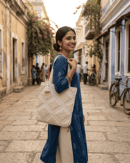 Ivory Handloom tote
