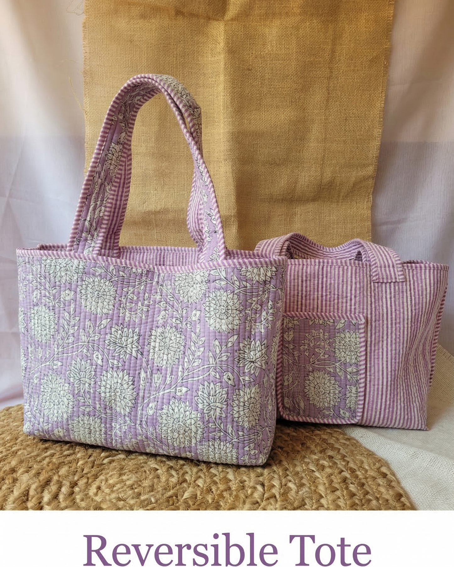 Lavender Bloom Quilted Tote