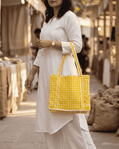 Sunshine Check Quilted Tote