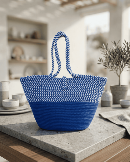 Ocean Blue Jute Rope Tote
