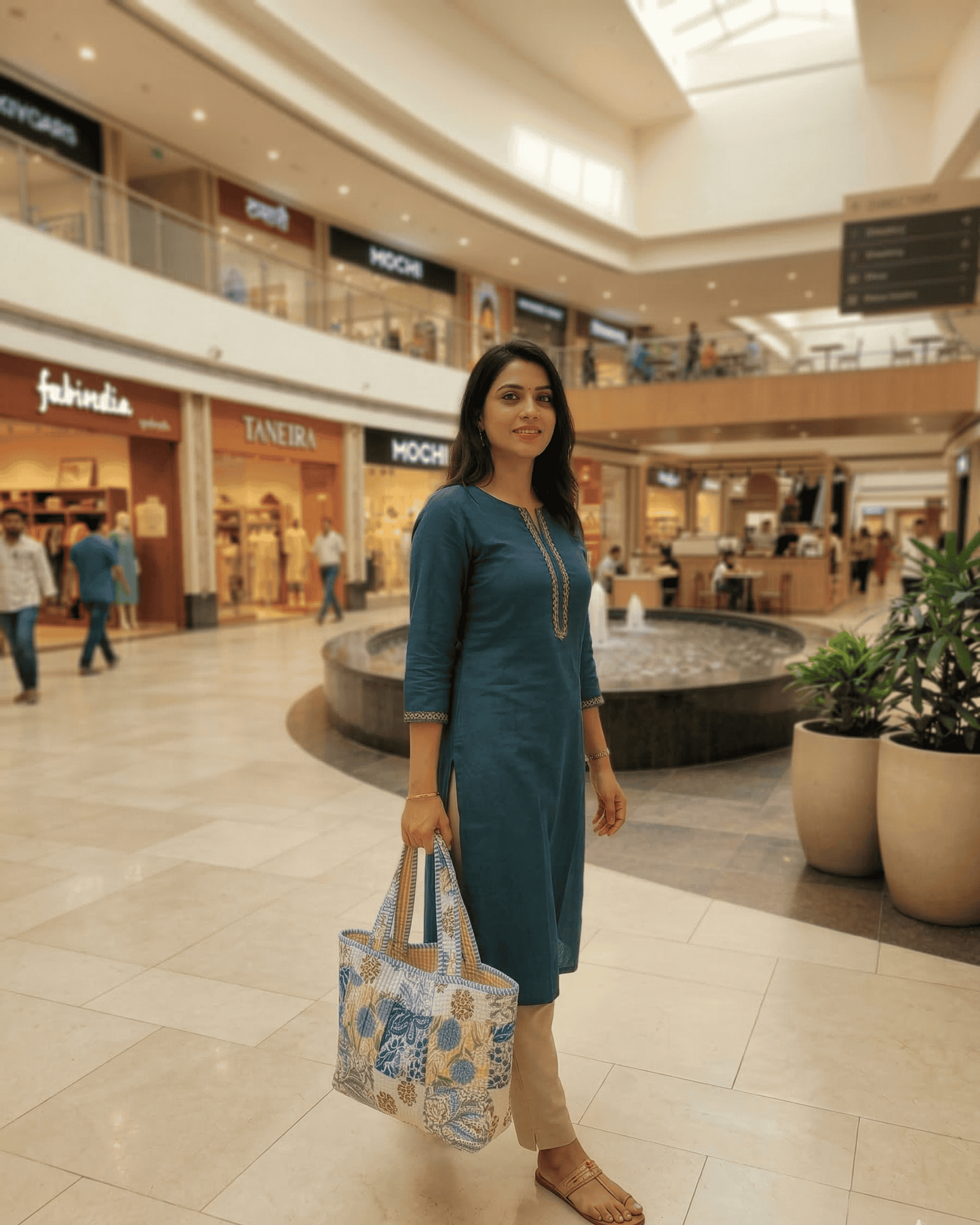 Handblock Patchwork Quilted Tote