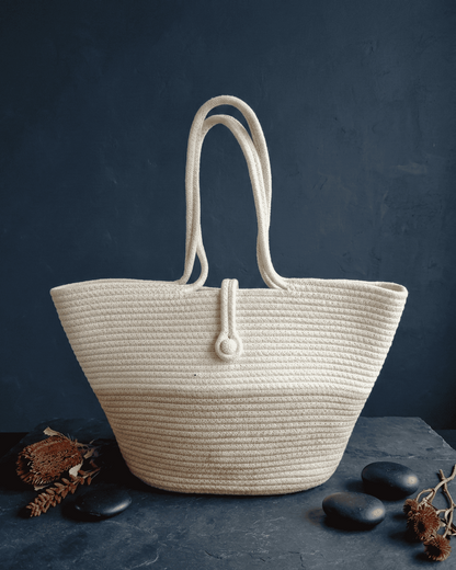 Ivory Sand Jute Rope Tote