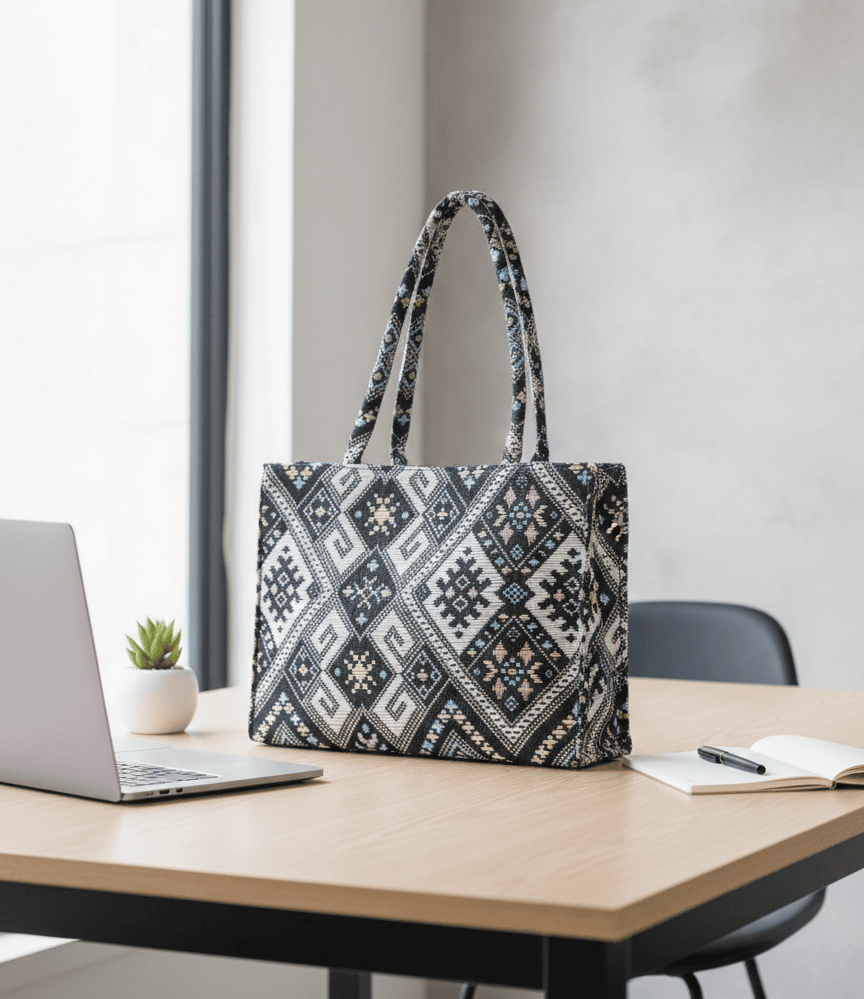 Midnight Heritage Jacquard Tote