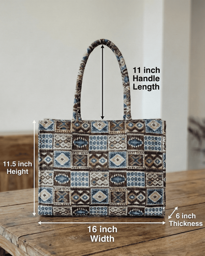 Earthy Geo Jacquard Tote