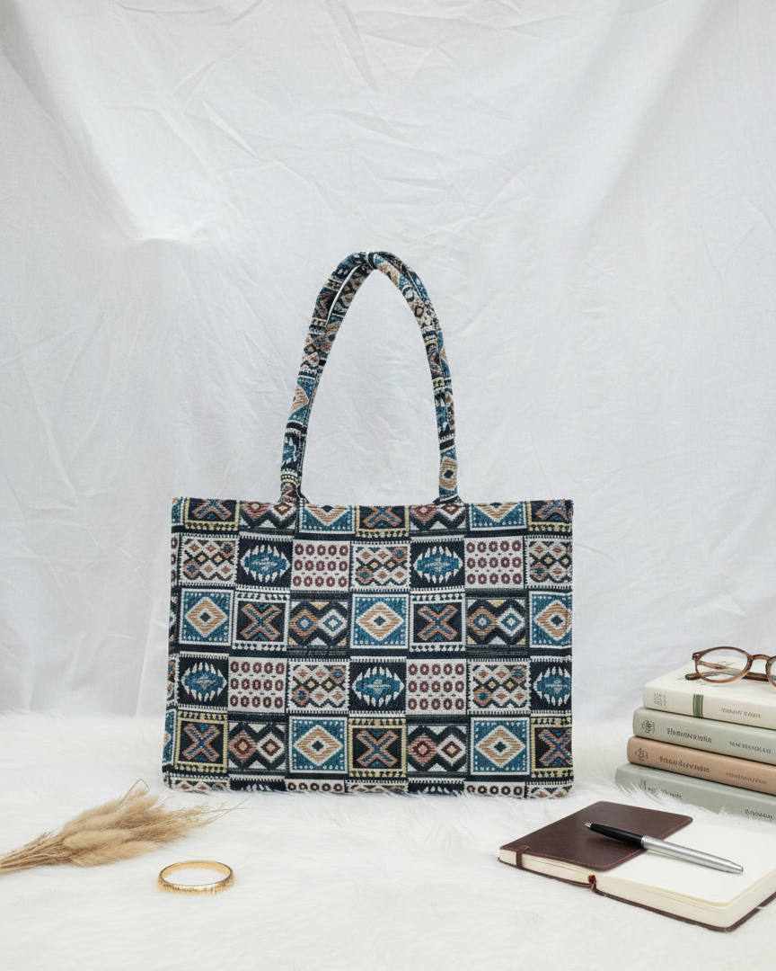 Midnight Geo Jacquard Tote