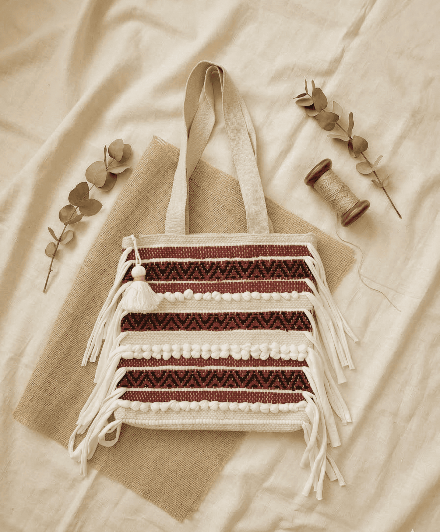 Rust Stripe Handloom Tote