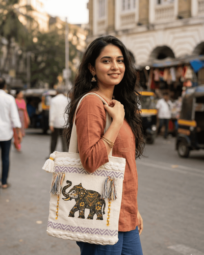 Elephant Motif Dari Tote
