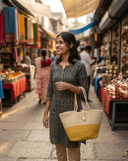Golden Harvest Jute Rope Tote