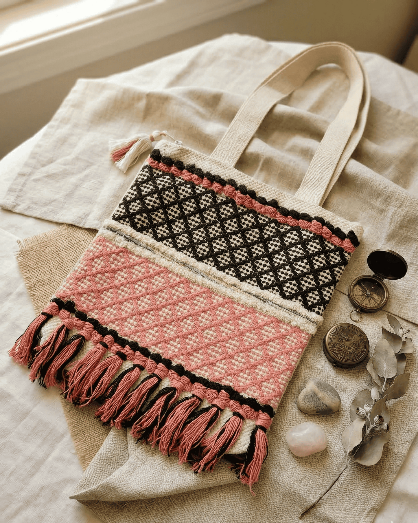 Rose Geo Handloom Tote