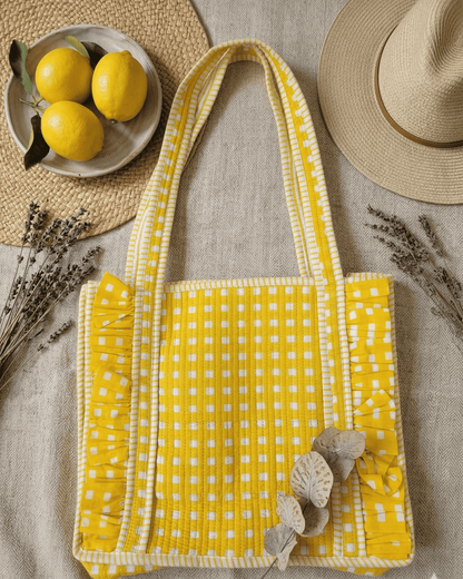 Sunshine Check Quilted Tote