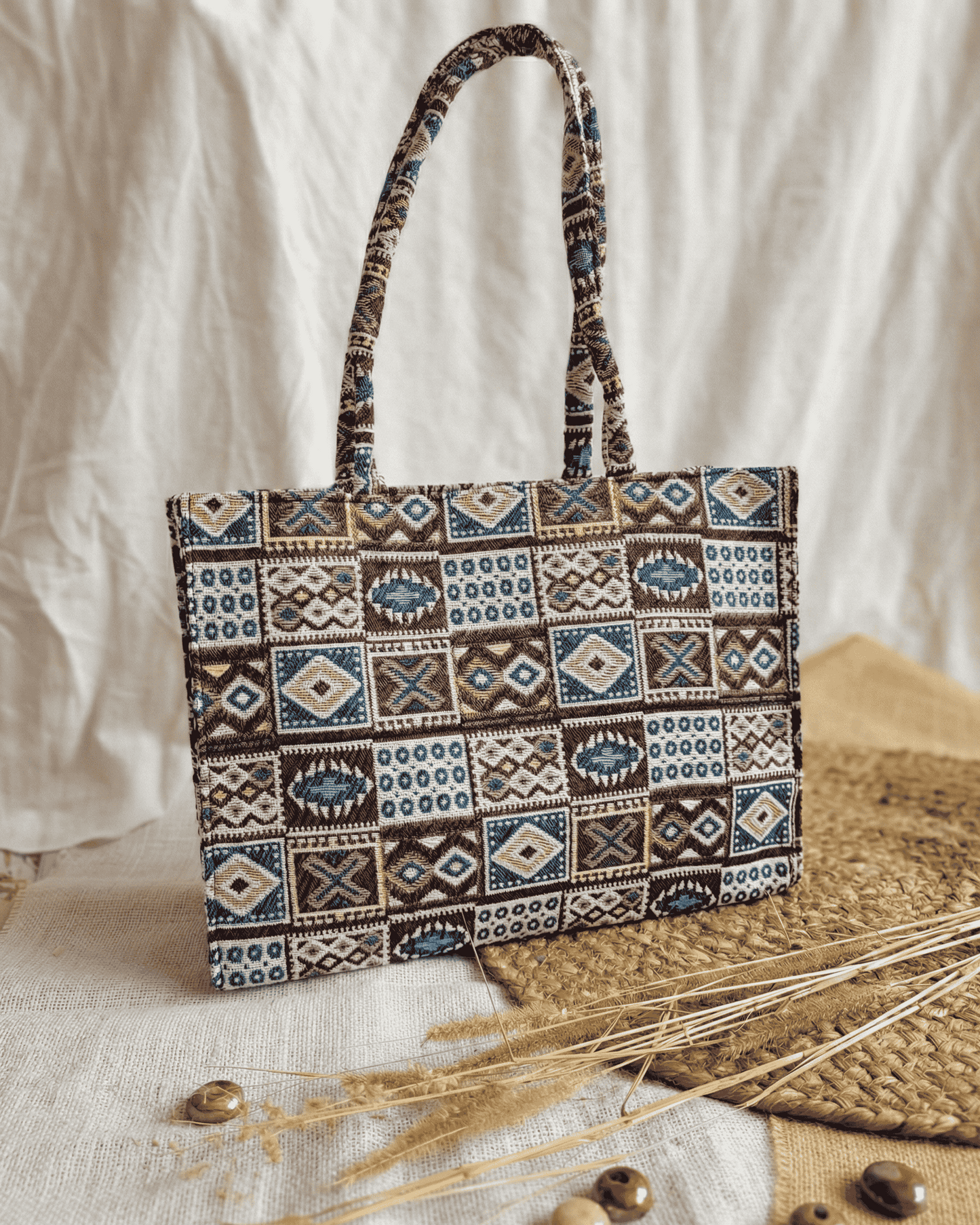 Earthy Geo Jacquard Tote