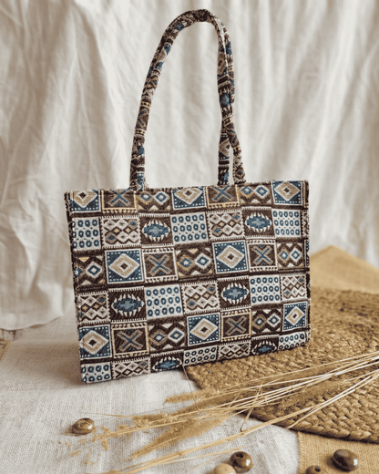 Earthy Geo Jacquard Tote