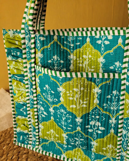 Aqua Mosaic Quilted Tote