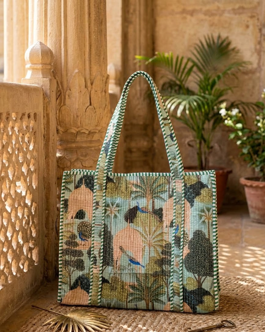 Botanical  Zipper Laptop Tote