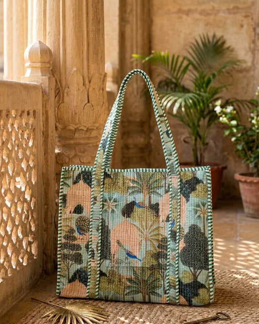 Botanical  Zipper Laptop Tote