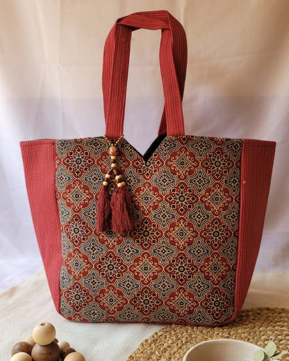 Maroon Ajrakh Tote