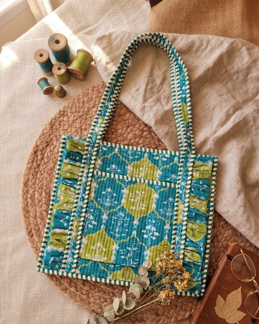 Aqua Mosaic Quilted Tote