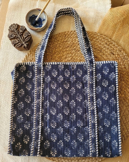 Indigo Petal Laptop Tote