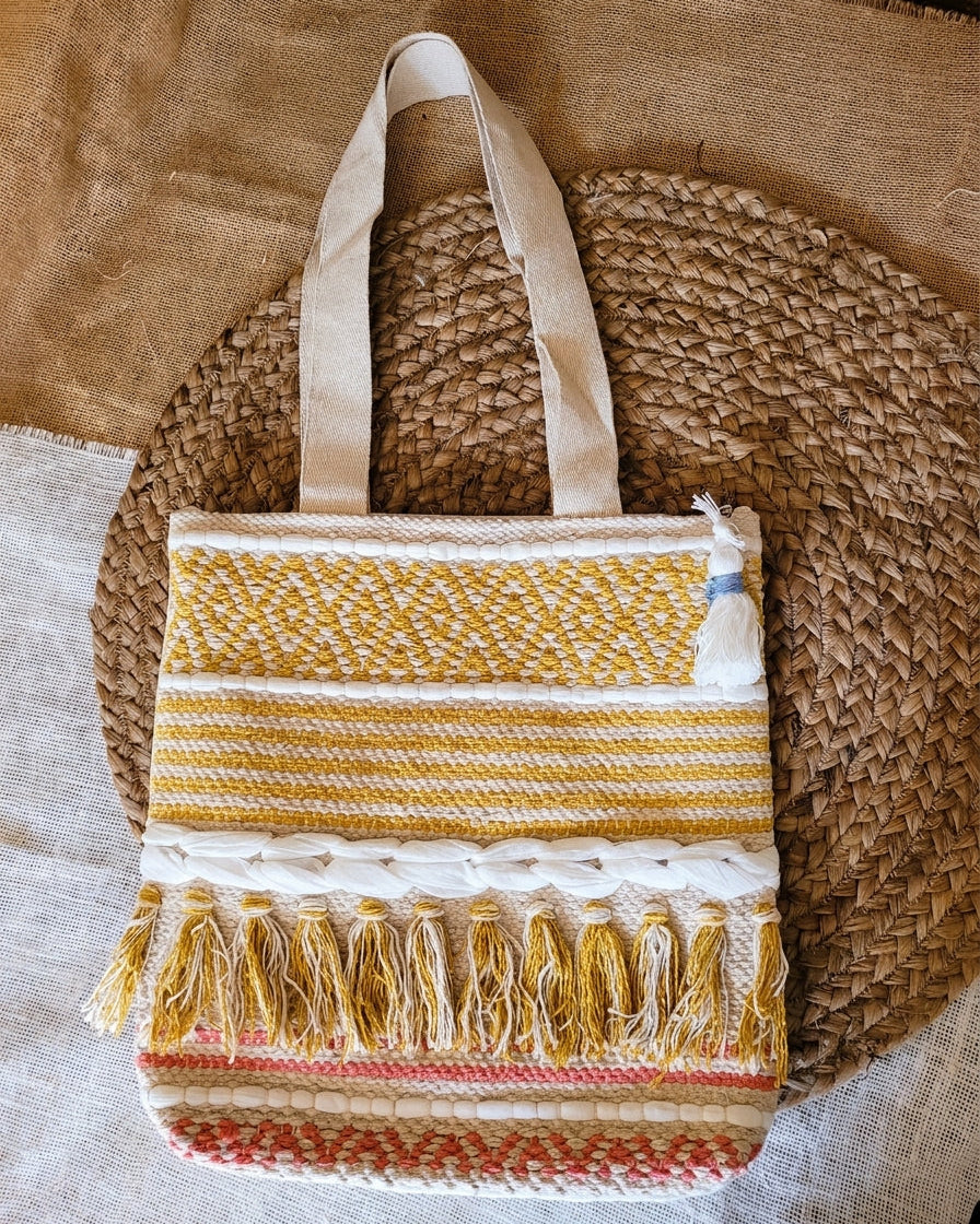 Mustard Braid Handloom Tote