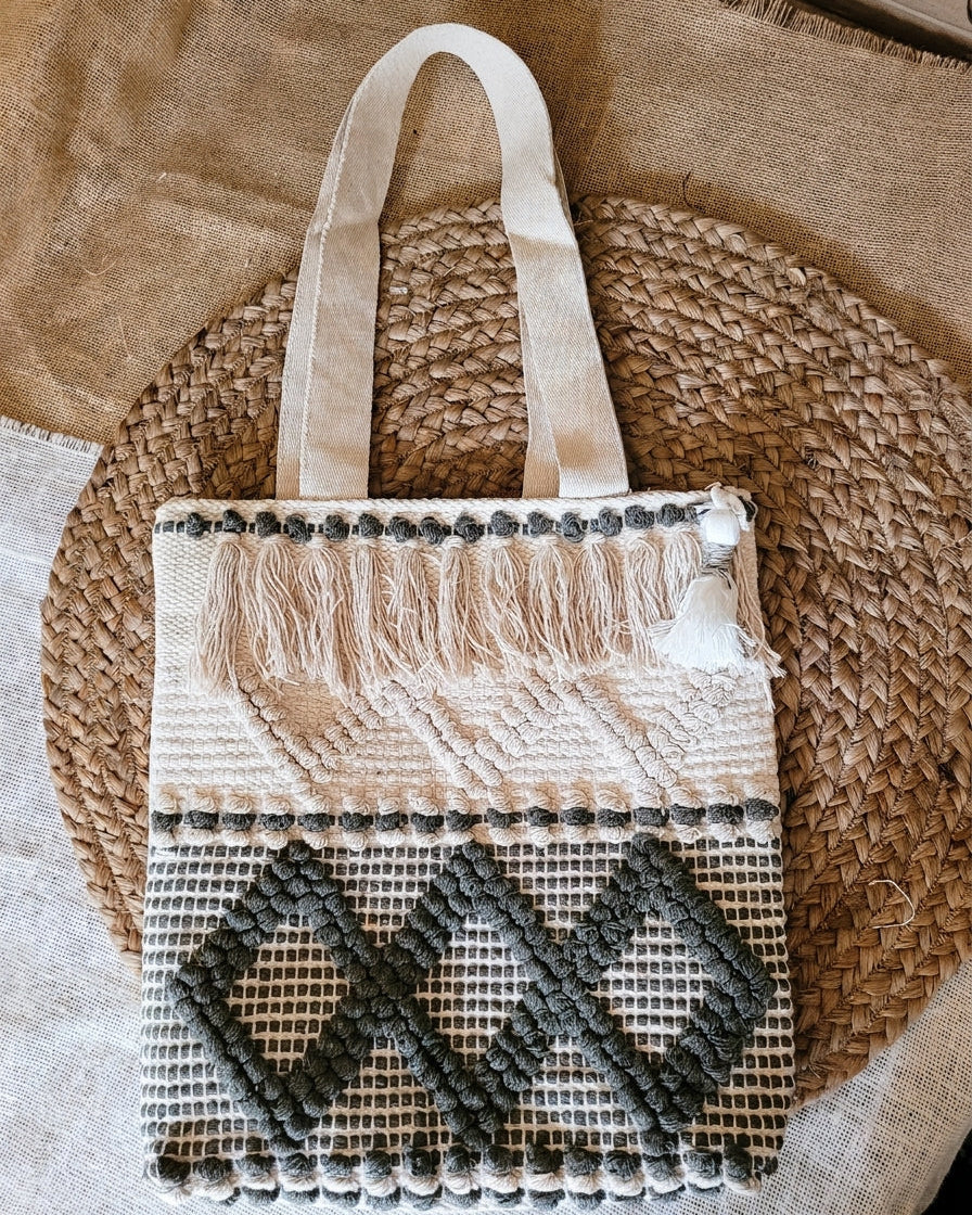 Olive Geo Handloom Tote