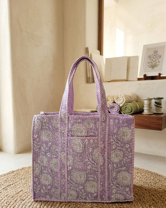 Lavender Bloom Zipper Tote