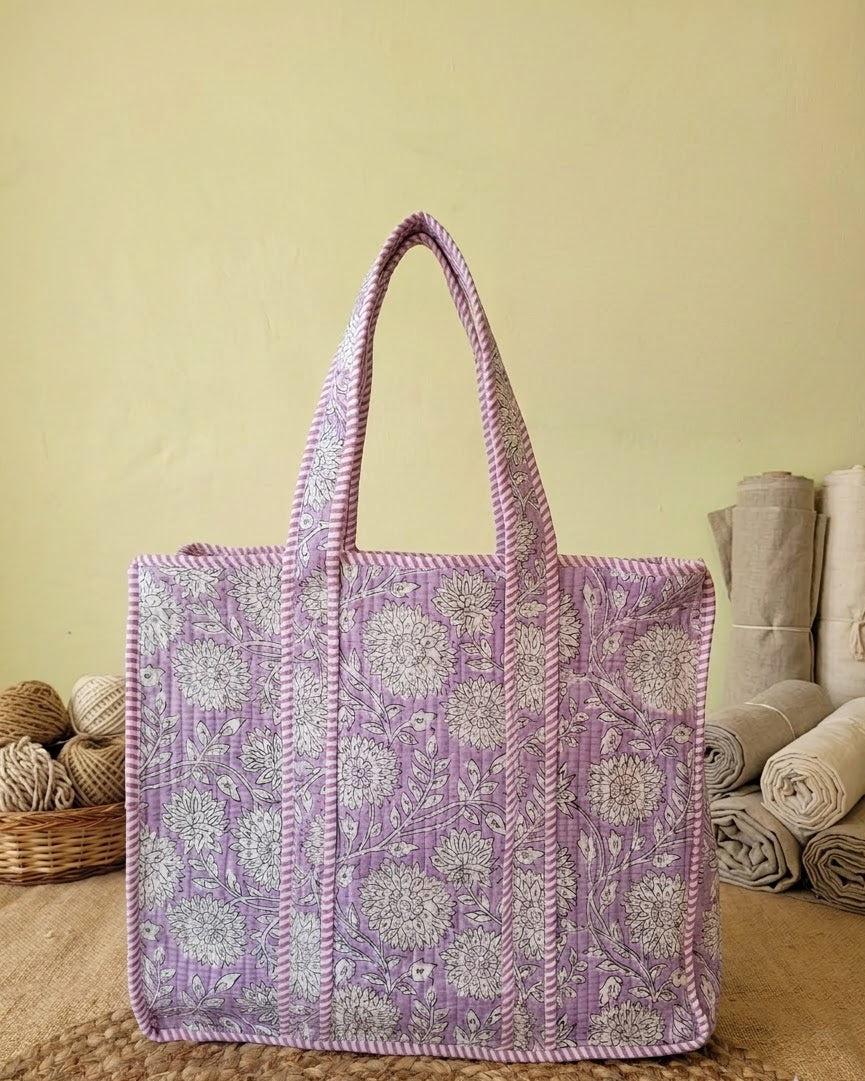 Lavender Bloom Zipper Tote