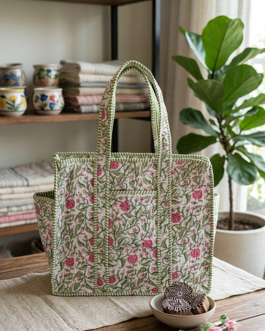 Green Bloom Bottle Tote