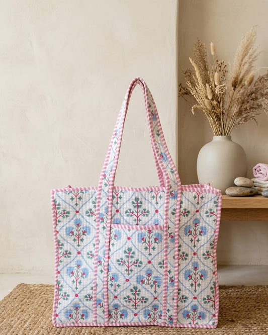 Blush Bloom Zipper Tote
