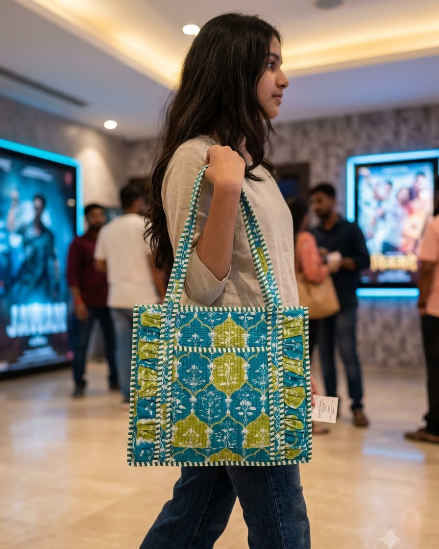 Aqua Mosaic Quilted Tote