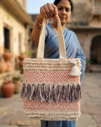 Ivory Charm Handloom Tote
