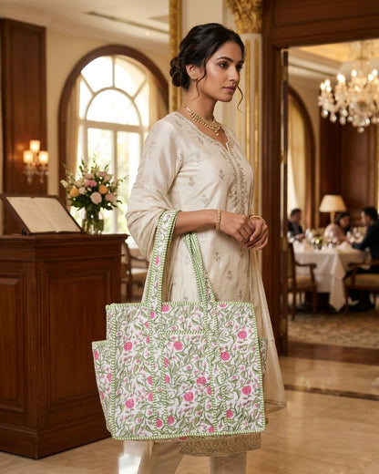 Green Bloom Bottle Tote