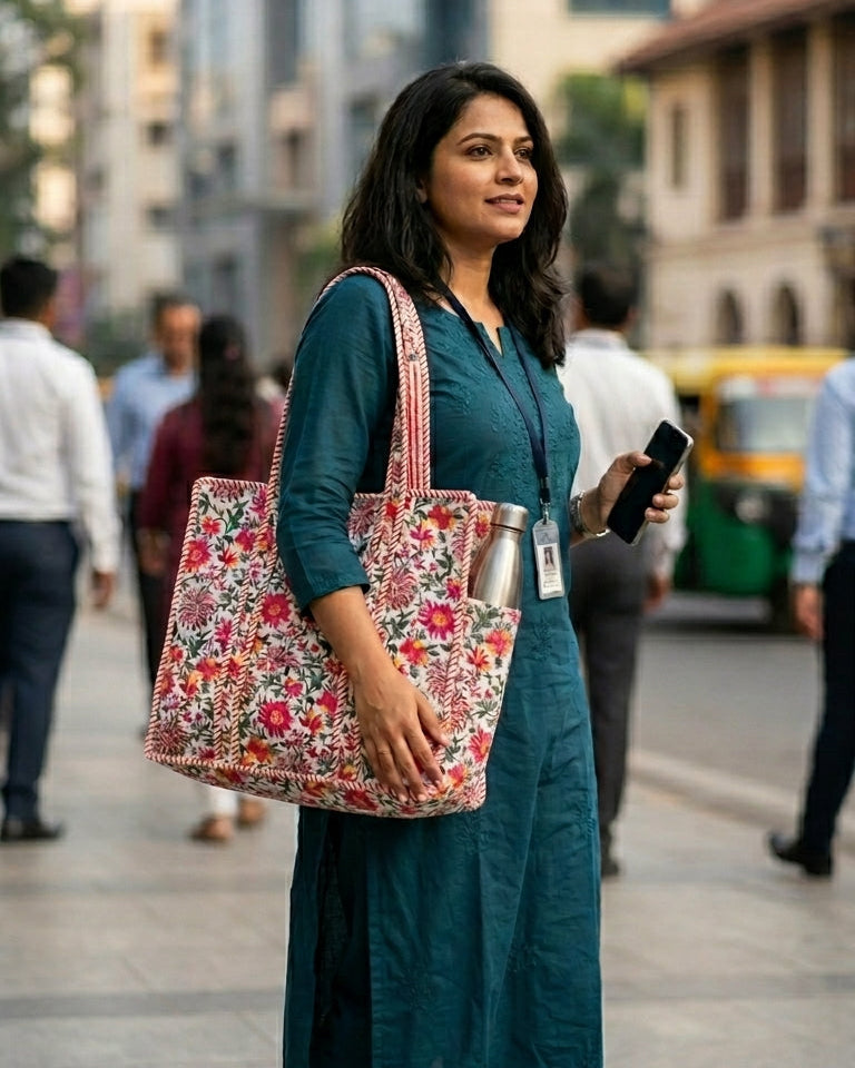 Pink Bloom Bottle Tote