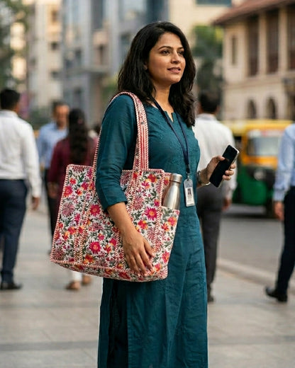 Pink Bloom Bottle Tote