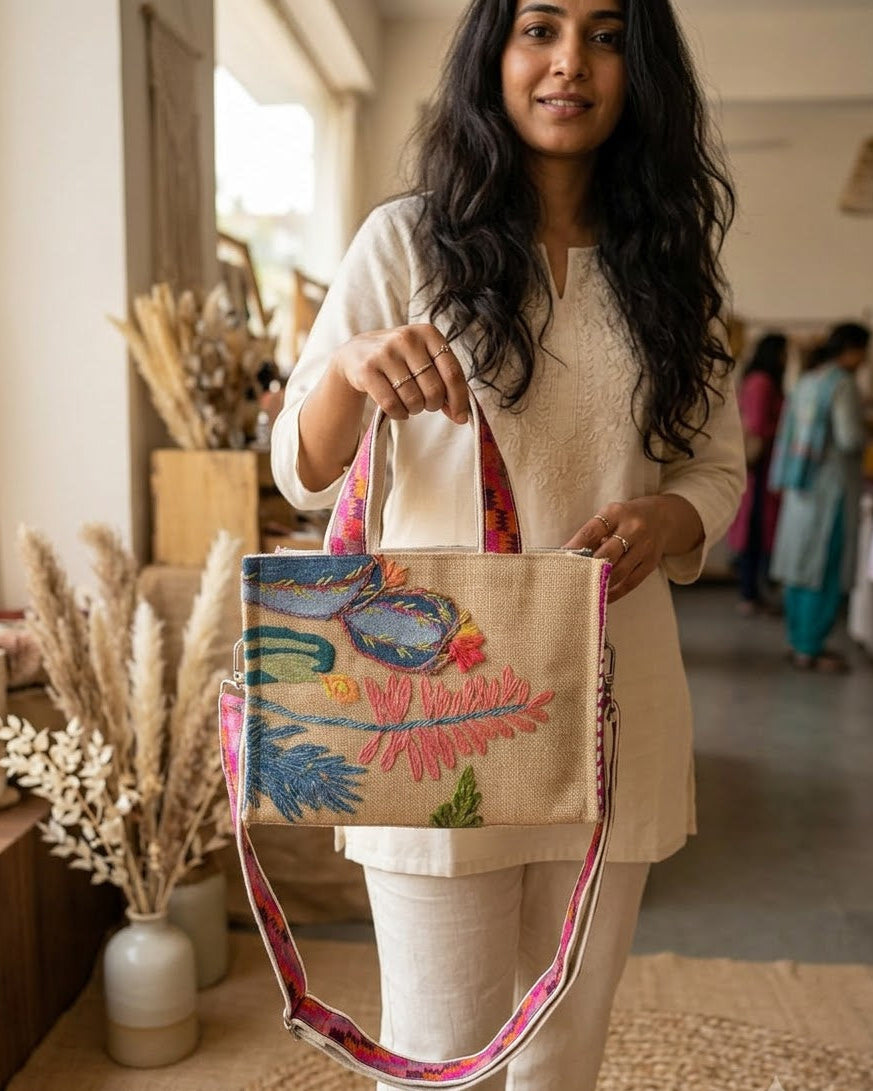Botanical Stitch Box Tote