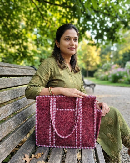Maroon Bloom Bottle Tote