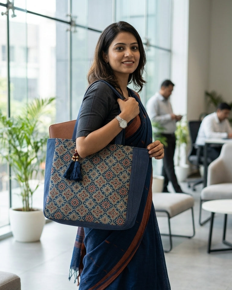 Blue Ajrakh Tote